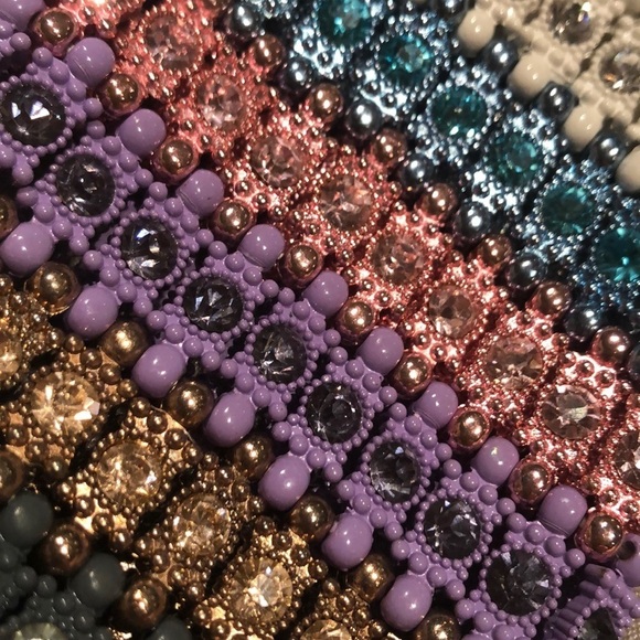 Zigzag  Style Trendy Chevron Gem Statement Cuff Bracelet - Picture 3 of 10